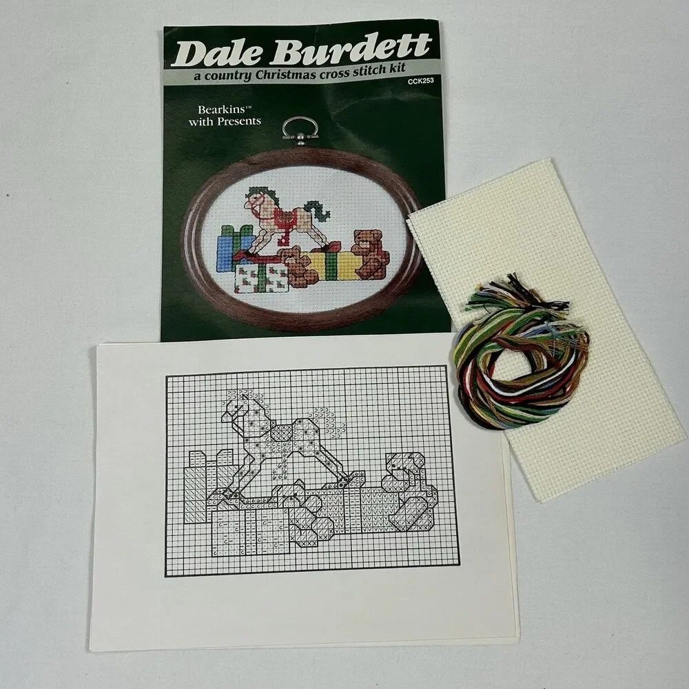 Vintage Cross Stitch Kits Burdett Designs For The Needle Ornaments Frame-*READ